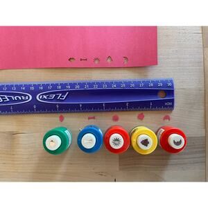 Lot of 5 Mini Paper Punch Lips Bone Sun Christmas Tree Moon